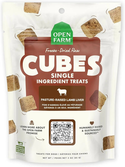 Open Farm Freeze Dried Raw Single Ingredient Lamb Liver Cubes Dog Treats 3 oz Open Farm