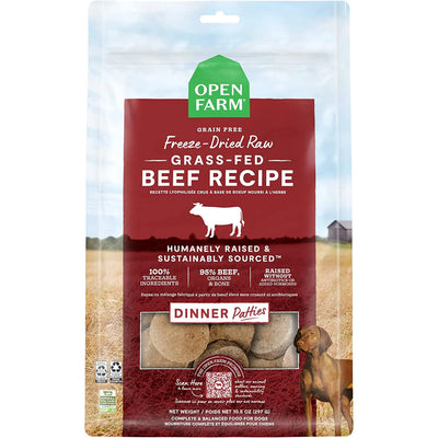 Open Farm Grass Fed Beef Freeze-Dried Raw Patties Dog Food Open Farm