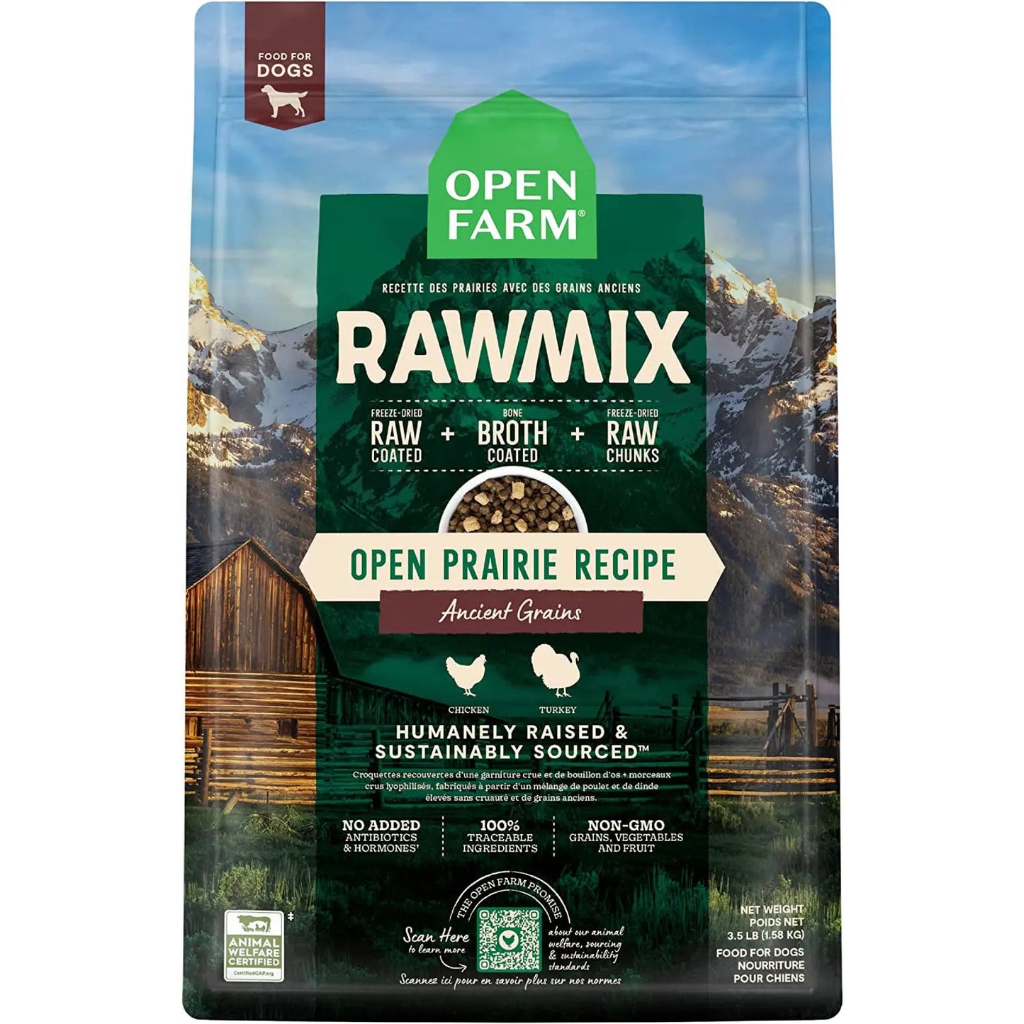 Open Farm RawMix Open Prairie Recipe with Ancient Grains Dog Open Farm