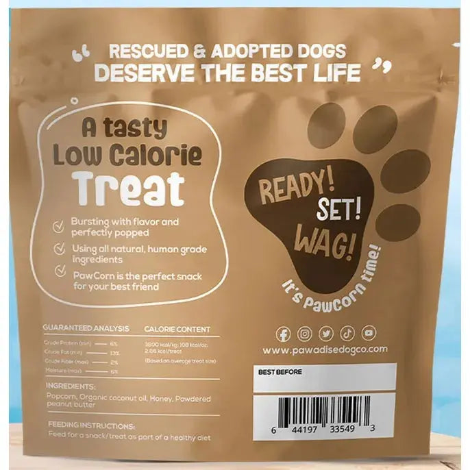 PawCorn Peanut Butter Healthy Dog Treats Popcorn for Dogs PawCorn