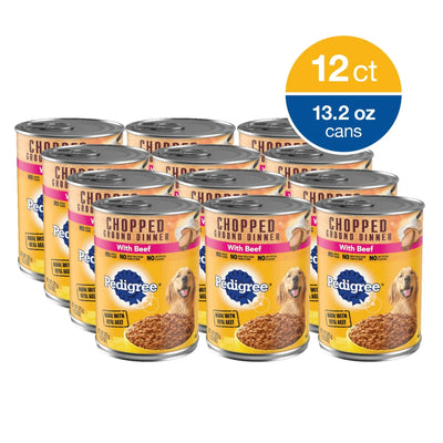 Pedigree Chopped Ground Dinner with Beef Canned Dog Food 13.2 oz, 12 pk Pedigree