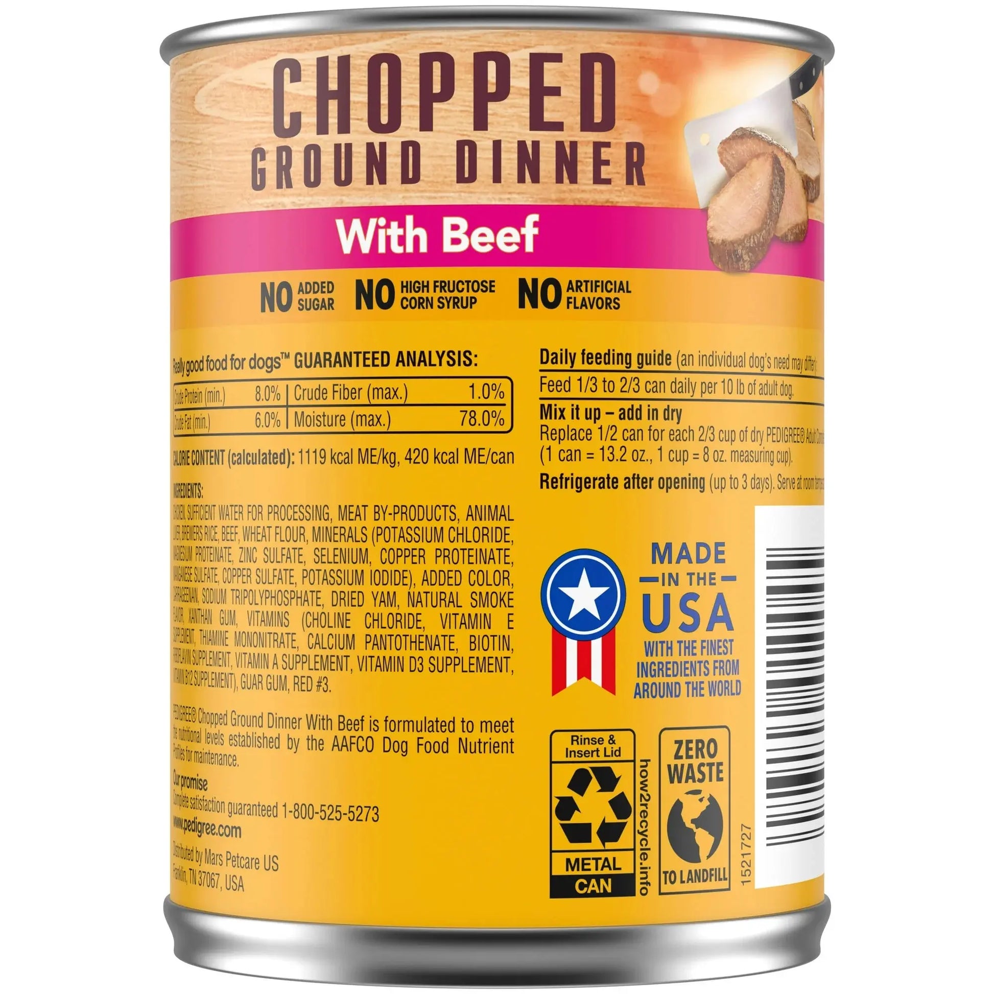 Pedigree Chopped Ground Dinner with Beef Canned Dog Food 13.2 oz, 12 pk Pedigree