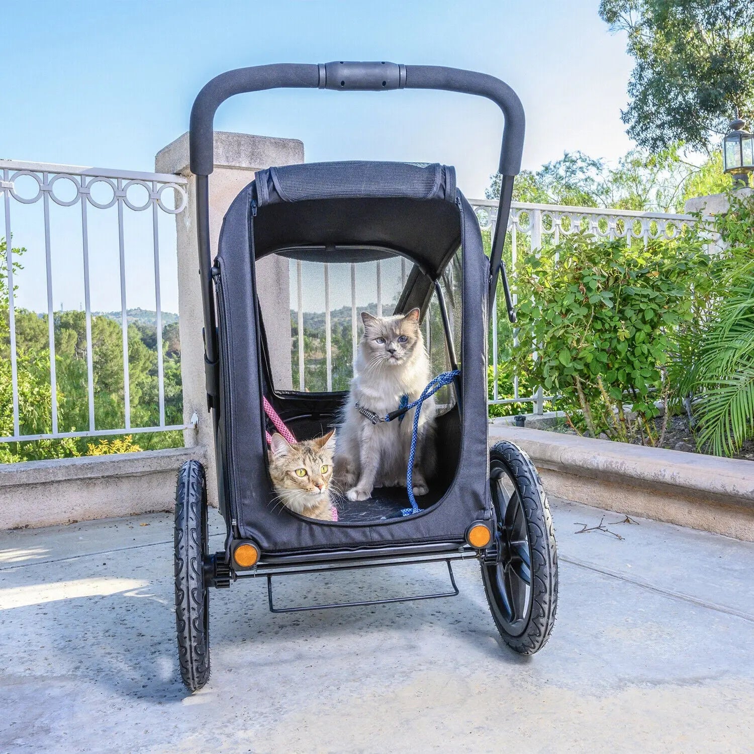Petique Breeze Jogger Stroller Cart with Mesh Windows for Dogs Black Petique