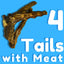 Four Premium All Natural Water Buffalo Chews for Dogs by Advance Pet Products on a blue background with large white text reading “4 Tails with Meat.” Great for dental health.