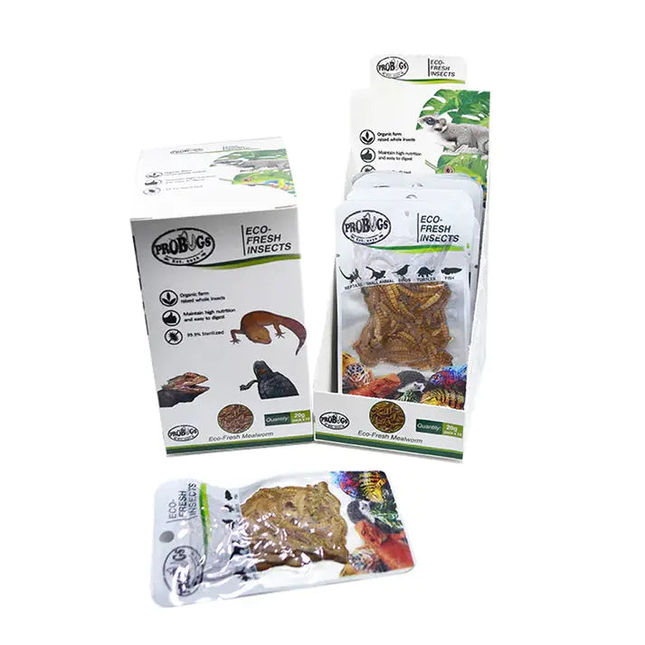 Pro Bugs Eco-Fresh Mealworm for Parrots, Cichlids, Frogs, Hedgehogs, Sugar Gliders Food Pro Bugs