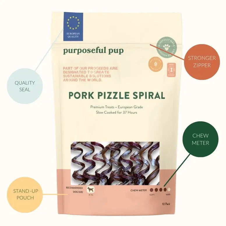 Purposeful Pup Treats Pork Pizzle Spiral Dog Treats 10 Pk Purposeful Pup Treats