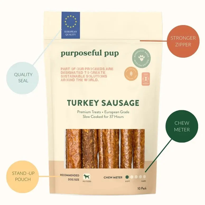 Purposeful Pup Treats Turkey Sausage Dog Treats 10 Pk Purposeful Pup Treats