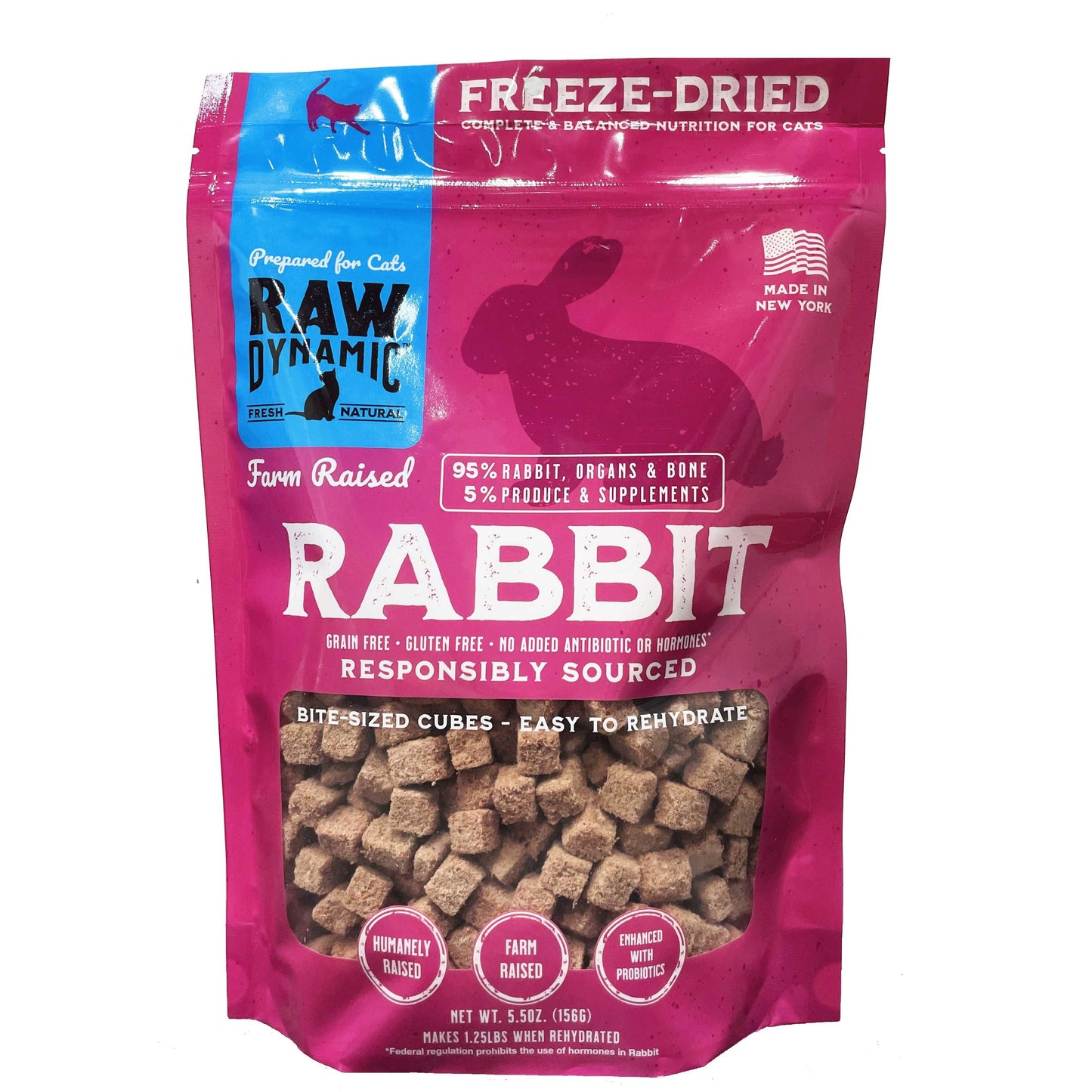 Raw Dynamic Freeze-Dried Farm Raised Rabbit Recipe Cat Food 5.5oz Raw Dynamic