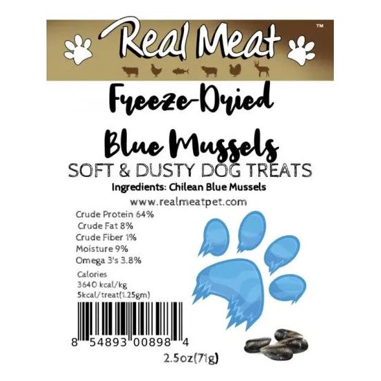 Real Meat Freeze Dried Blue Mussels Dog Treats 2.5oz Real Meat®