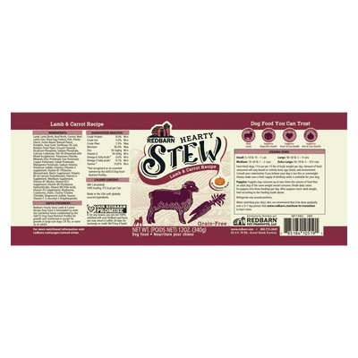 Redbarn Pet Products Hearty Stew All Life Stages Lamb & Carrot Wet Dog Food Redbarn
