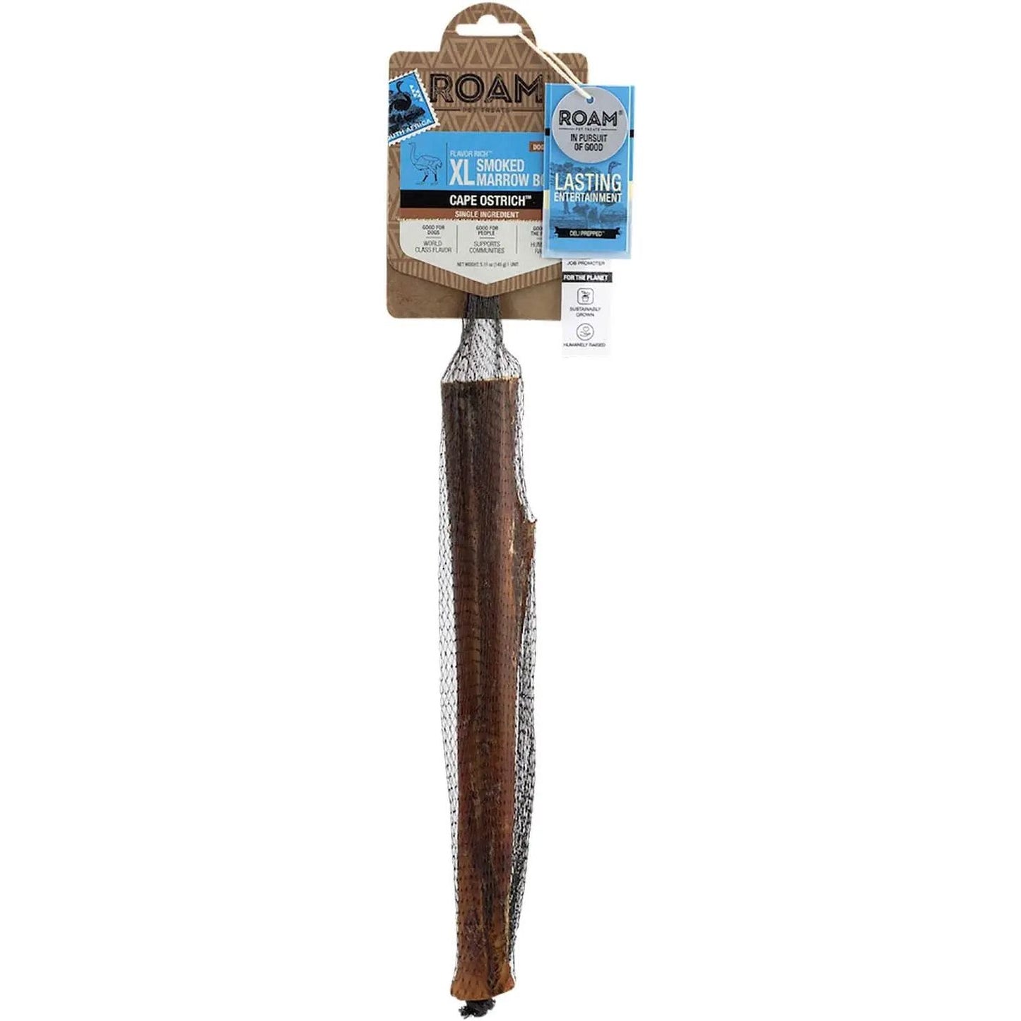 Roam Pet Ostrich Marrow Bone Long Lasting Dog Chew 2pk Roam