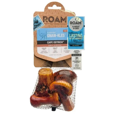 Roam Pet Treats Gnaw-Kle Ostrich Knuckle Dog Chew Roam