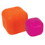 The Ruff Dawg Dawg-Cube Tough Dog Toy set includes two durable rubber cube toys—one large orange and one small pink—each embossed with Ruff Dawg.