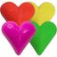 Four Ruff Dawg Dawg-Hart Tough Rubber Dog Chew Toys are shown in heart shapes and bright red, yellow, pink, and green colors. Each durable toy displays the Ruff Dawg brand and is arranged closely on a white background.