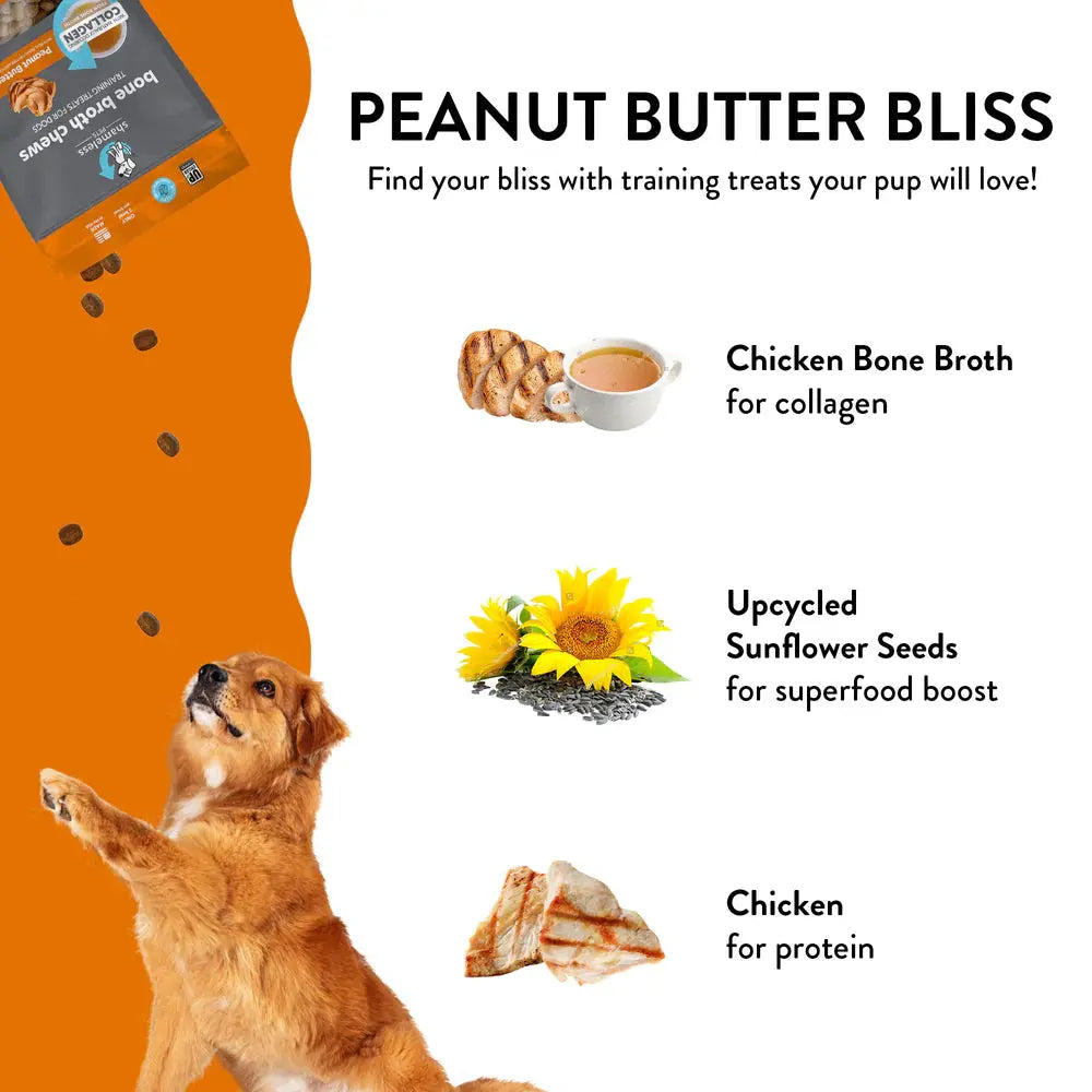 Shameless Pets Bone Broth Chews Peanut Butter Bliss Dog Treats Shameless Pets
