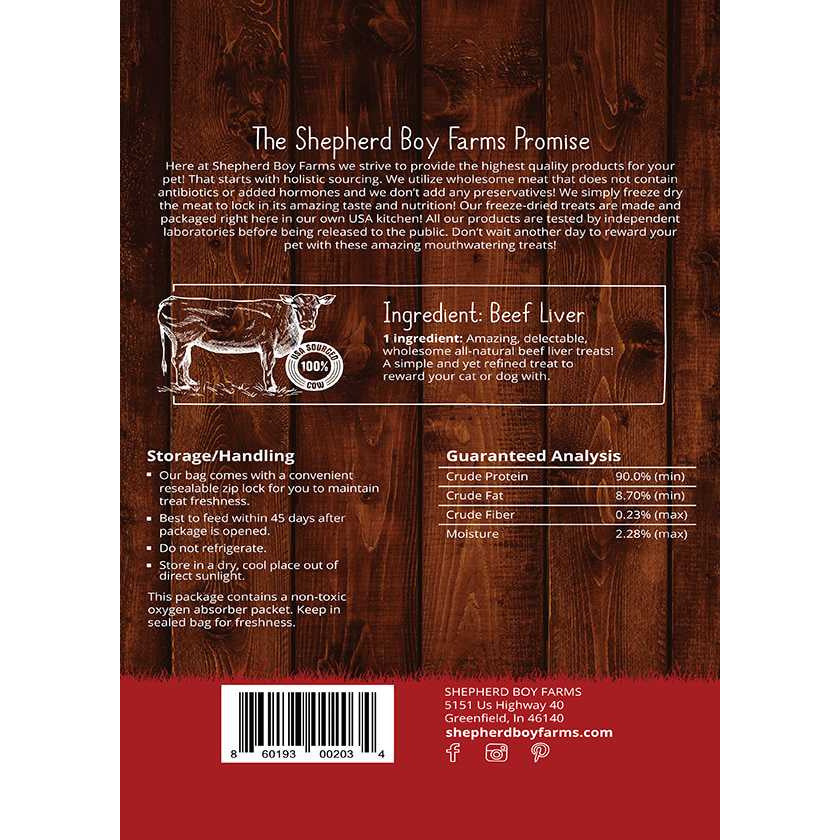 Shepherd Boy Farms Freeze Dried Beef Liver Dog Treats Shepherd Boy Farms