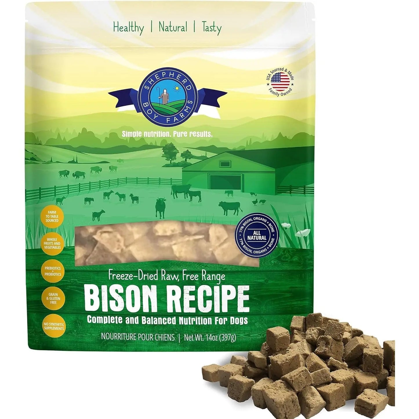 Shepherd Boy Farms Freeze Dried Bison Recipe Dog Food 14 oz Shepherd Boy Farms