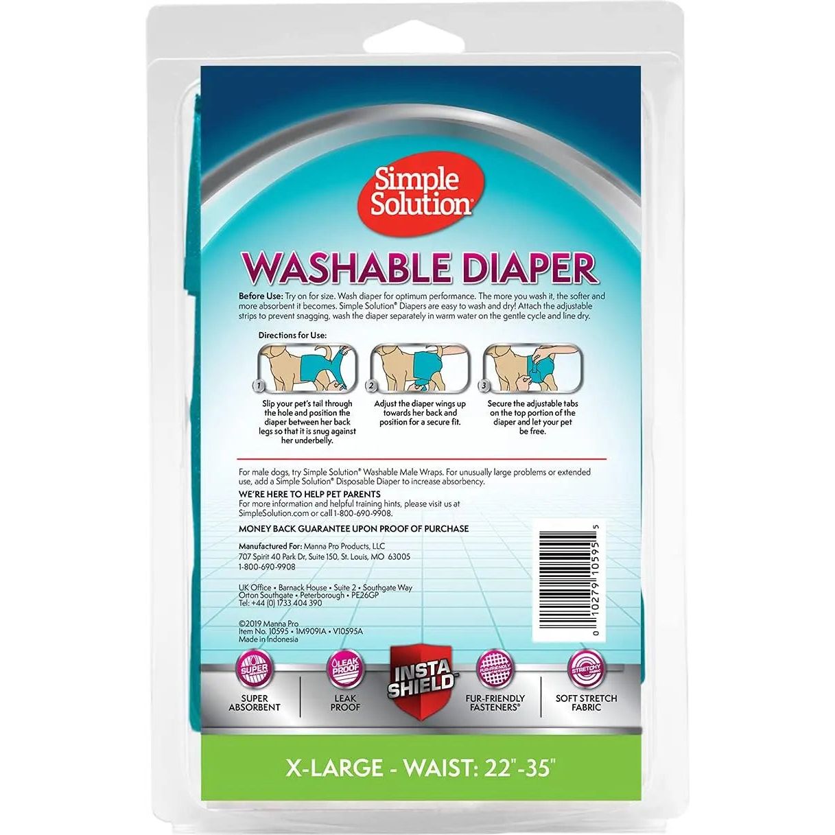 Simple Solution Washable Diaper Blue 1ea/Extra-Large Simple Solution