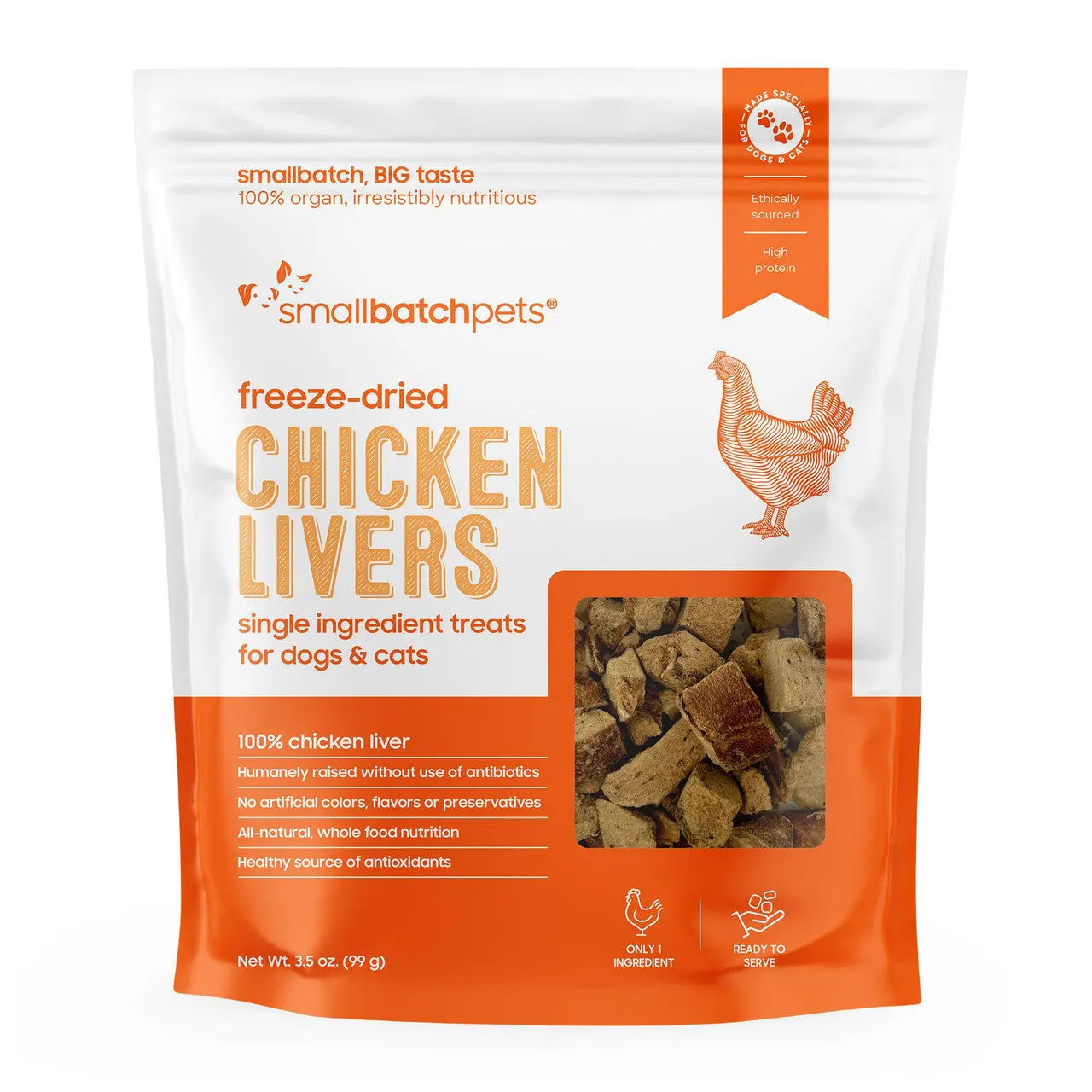 Smallbatch Freeze Dried Chicken Liver Dog & Cat Treats 3.5oz Smallbatch