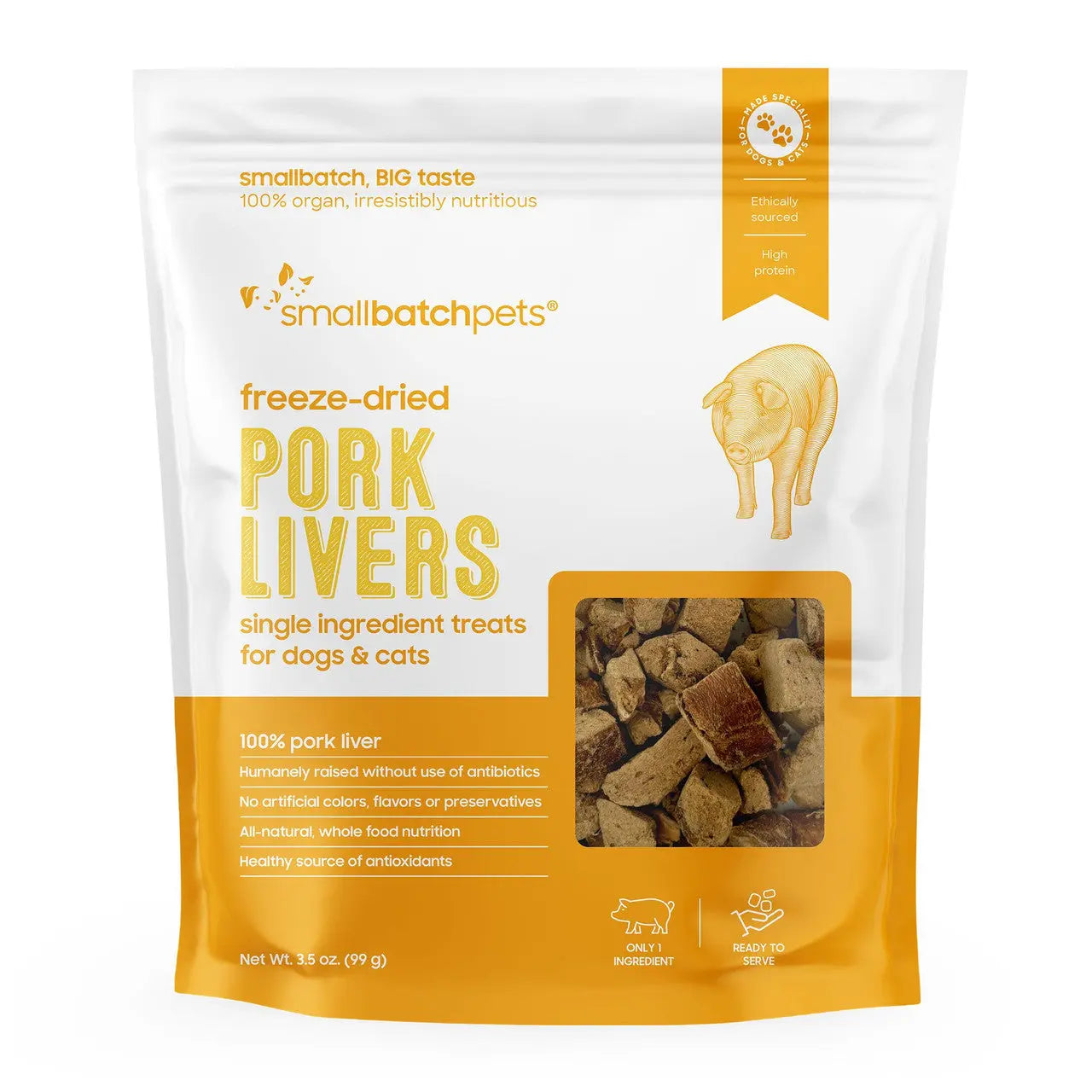 Smallbatch Freeze Dried Pork Liver Dog & Cat Treats 3.5oz Smallbatch