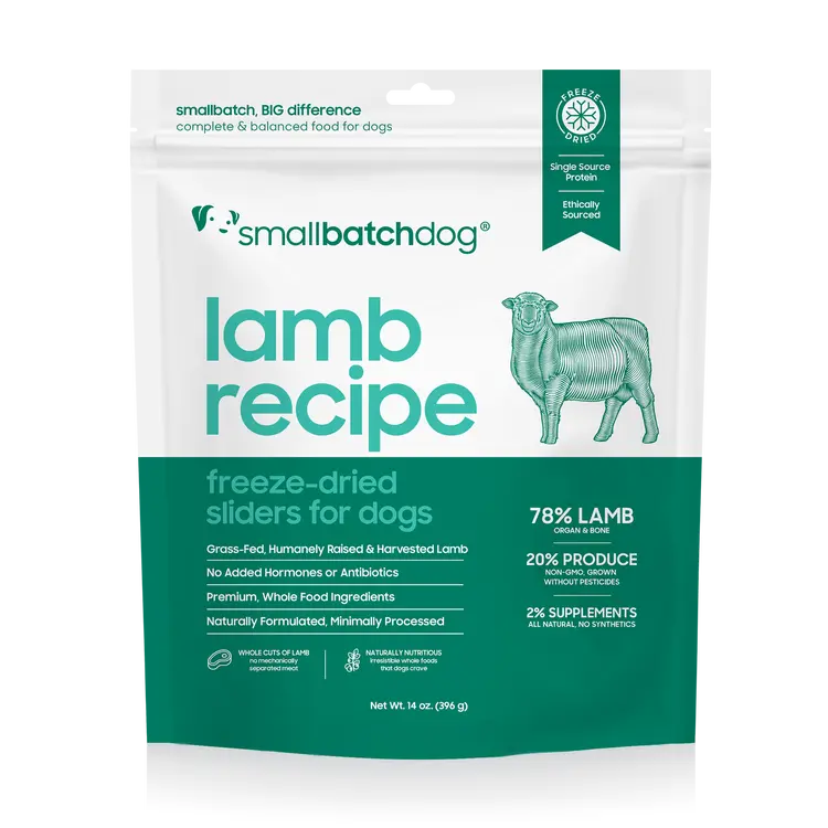 Smallbatch Lamb Recipe Sliders Freeze-Dried Dog Food 25oz Smallbatch