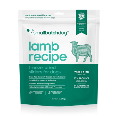 Smallbatch Lamb Recipe Sliders Freeze-Dried Dog Food 25oz Smallbatch