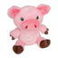 The SnugArooz Phat Pig Plush Squeaky Dog Toy features big green eyes, a round snout, brown hooves, floppy ears, and soft pink fur—perfect for cuddly playtime. This cute plush dog toy from SnugArooz sits upright for added charm.