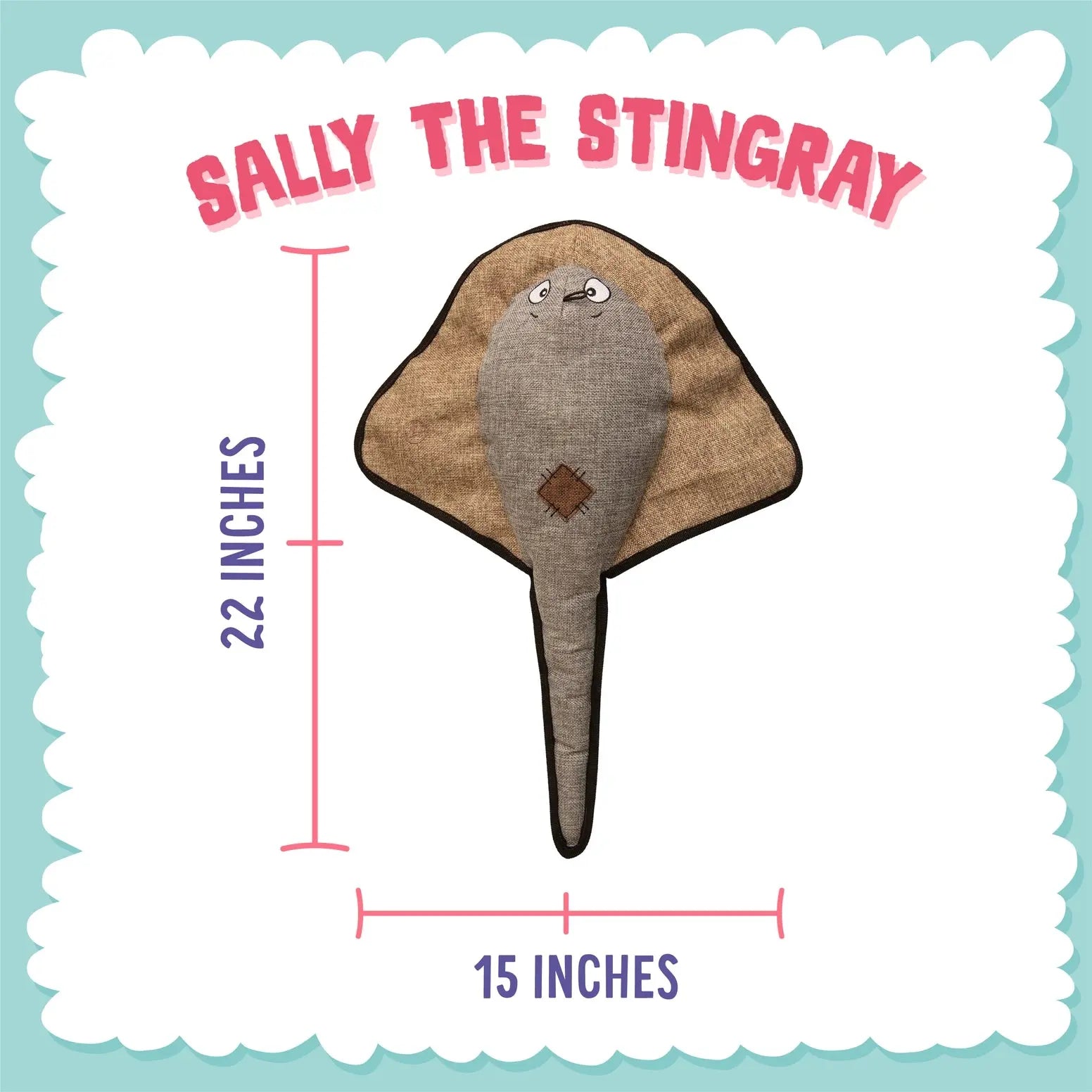 SnugArooz Sally the Stingray Plush Dog Toys with Ball SnugArooz