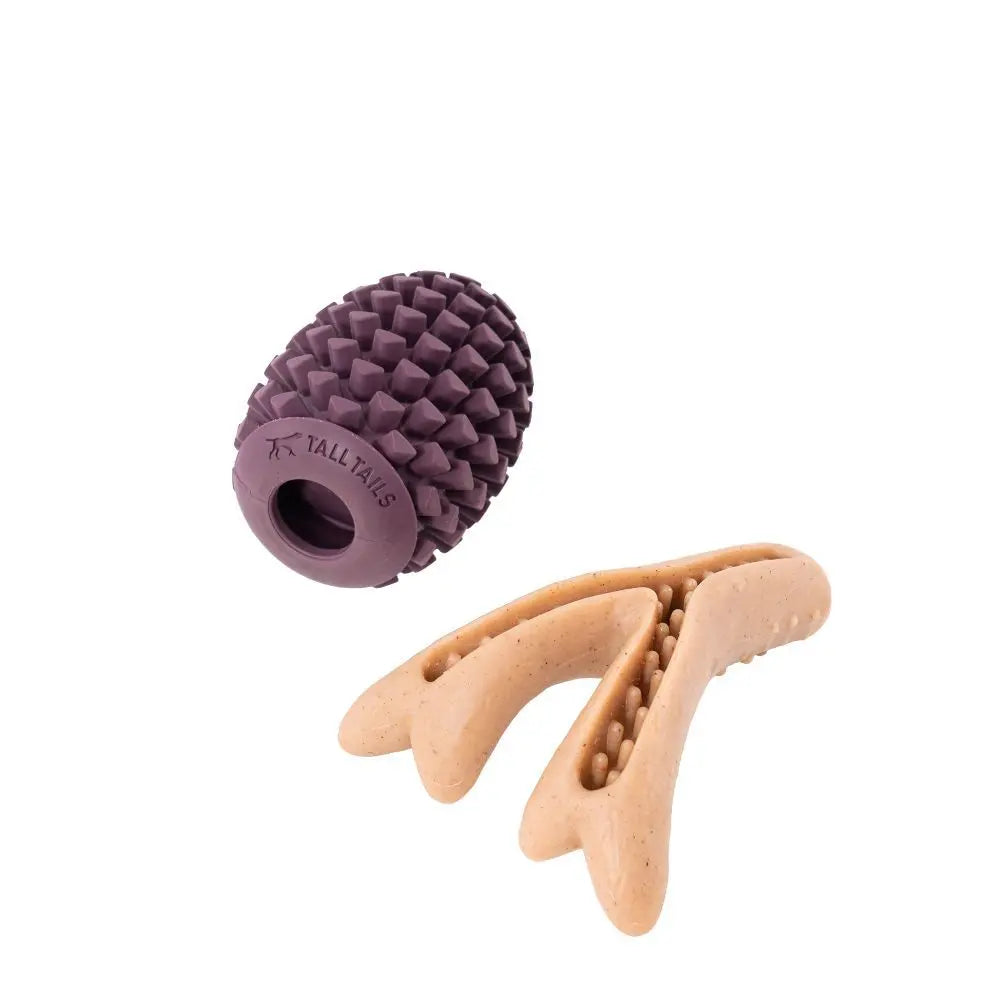 Tall Tails 2 Pack Antler/Acorn Enrichment Pack Safe Chew Toys for Dogs Tall Tails