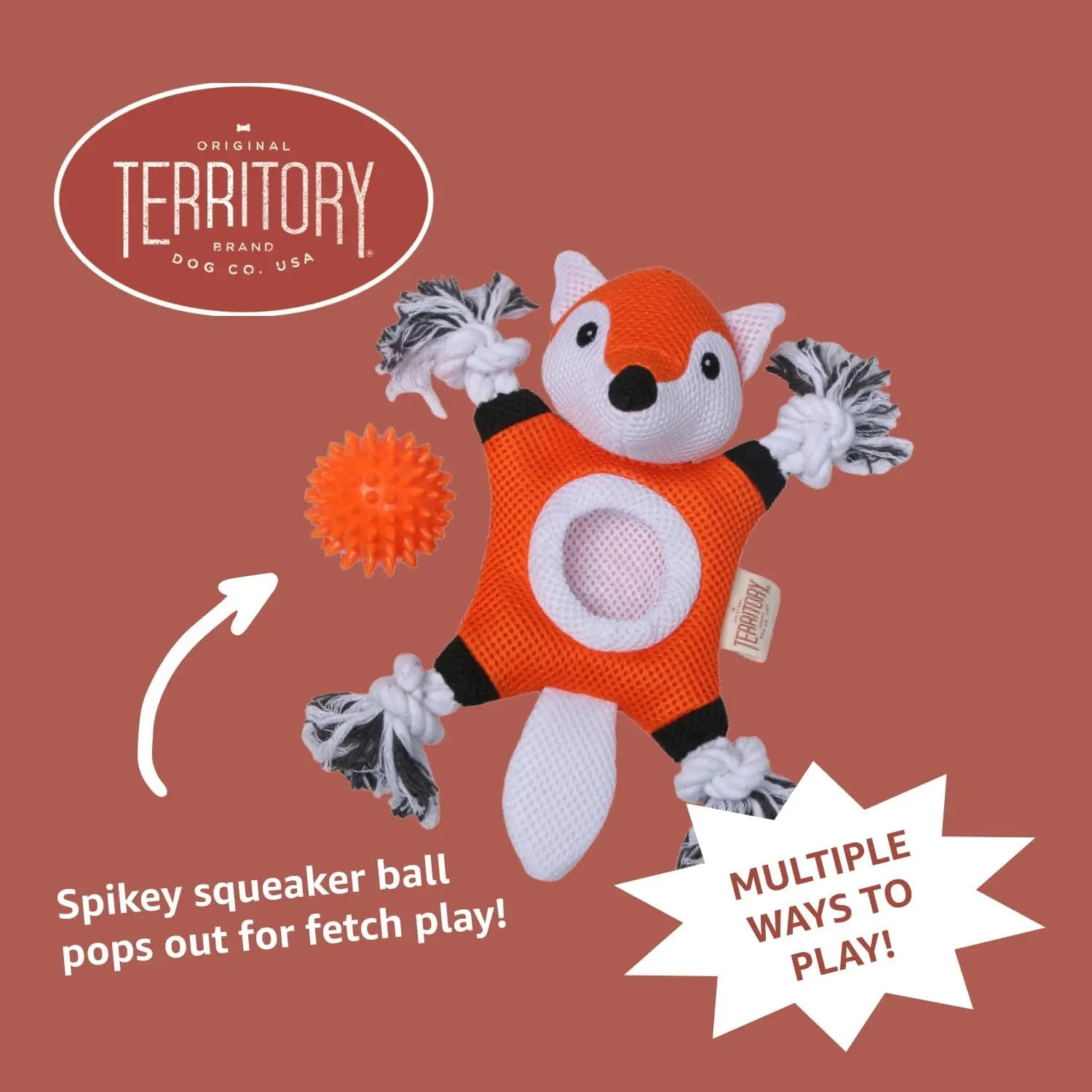 Territory 2 in 1 No Stuffing Removable Fetch Ball Tug Dog Toy Territory