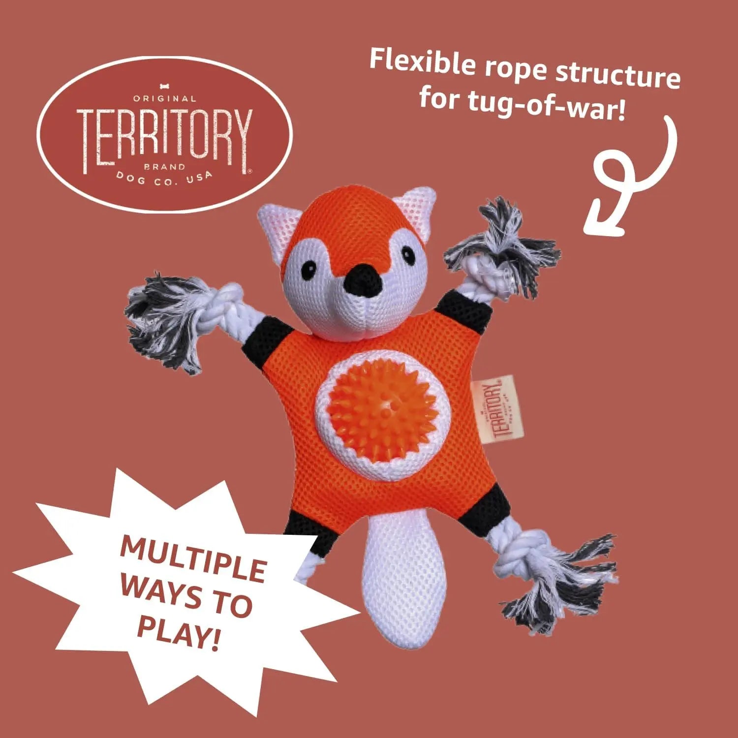 Territory 2 in 1 No Stuffing Removable Fetch Ball Tug Dog Toy Territory