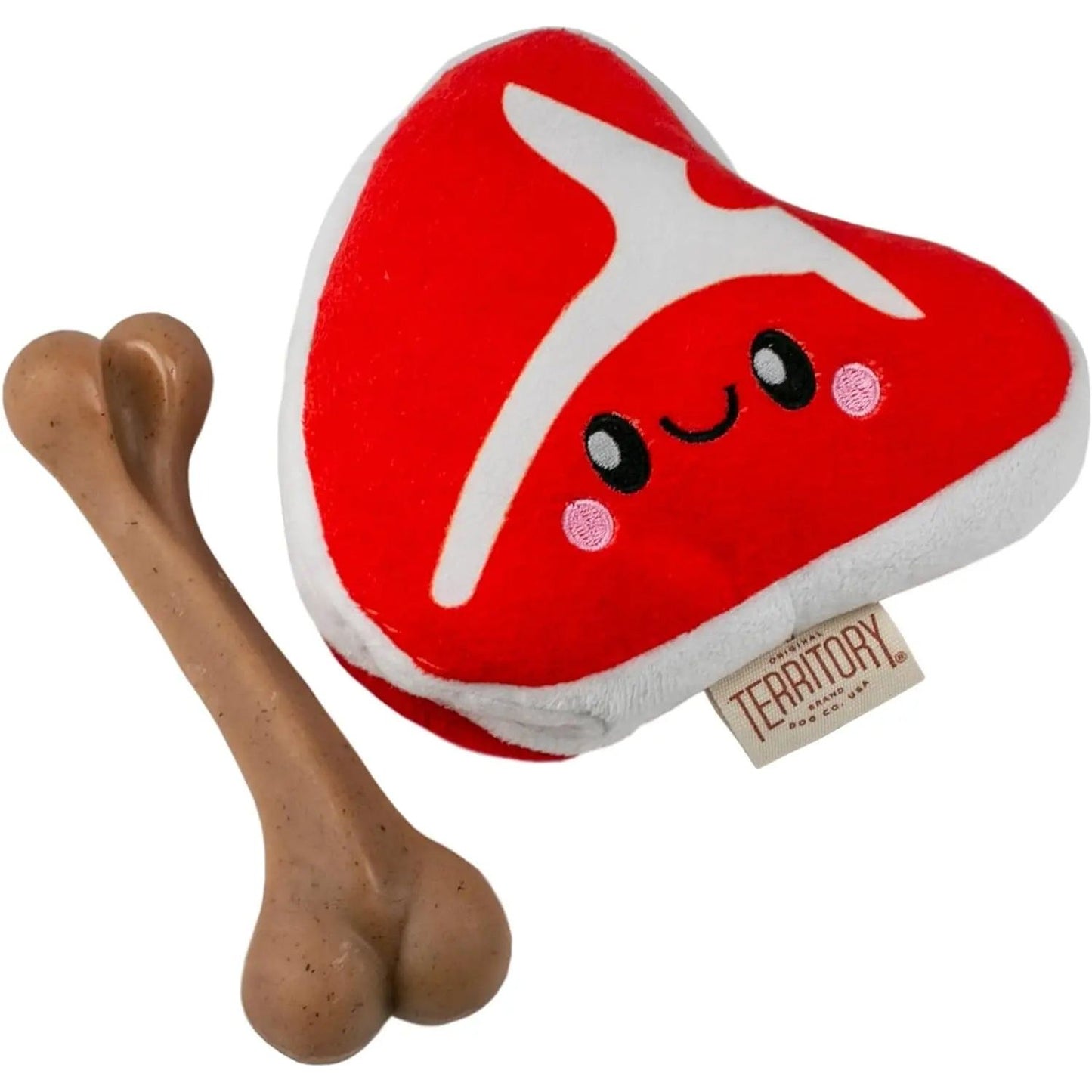 Territory Pet 2-in-1 Plush Squeaky Removable Bone Toy for Dogs 8" Territory