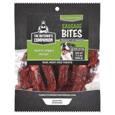 The Butcher's Companion Dog Treats Beef & Veggie Recipe Sausage Bites 7.1oz The Butcher's Companion