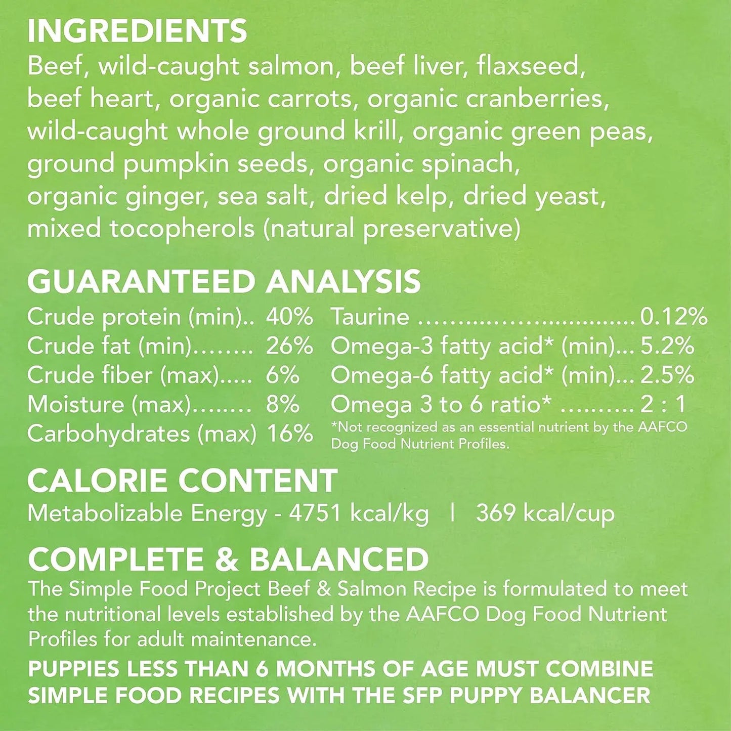 The Simple Food Project Beef & Salmon Recipe Freeze Dried Raw Food for Dogs The Simple Food Project