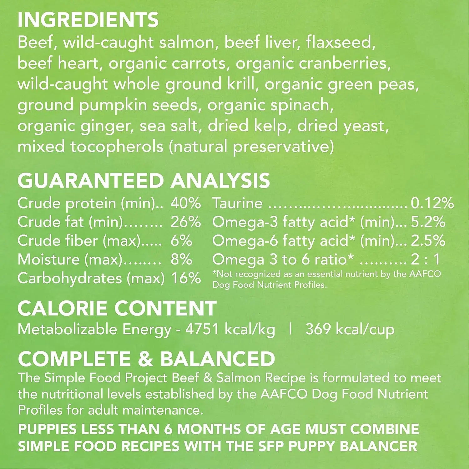 The Simple Food Project Beef & Salmon Recipe Freeze Dried Raw Food for Dogs The Simple Food Project