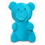 The ThoozyPet Gummy Bear Plush Dog Toy by ThoozyPet is a bright blue teddy bear with a smiling face, round ears, and stitched features, shown sitting upright against a white background.