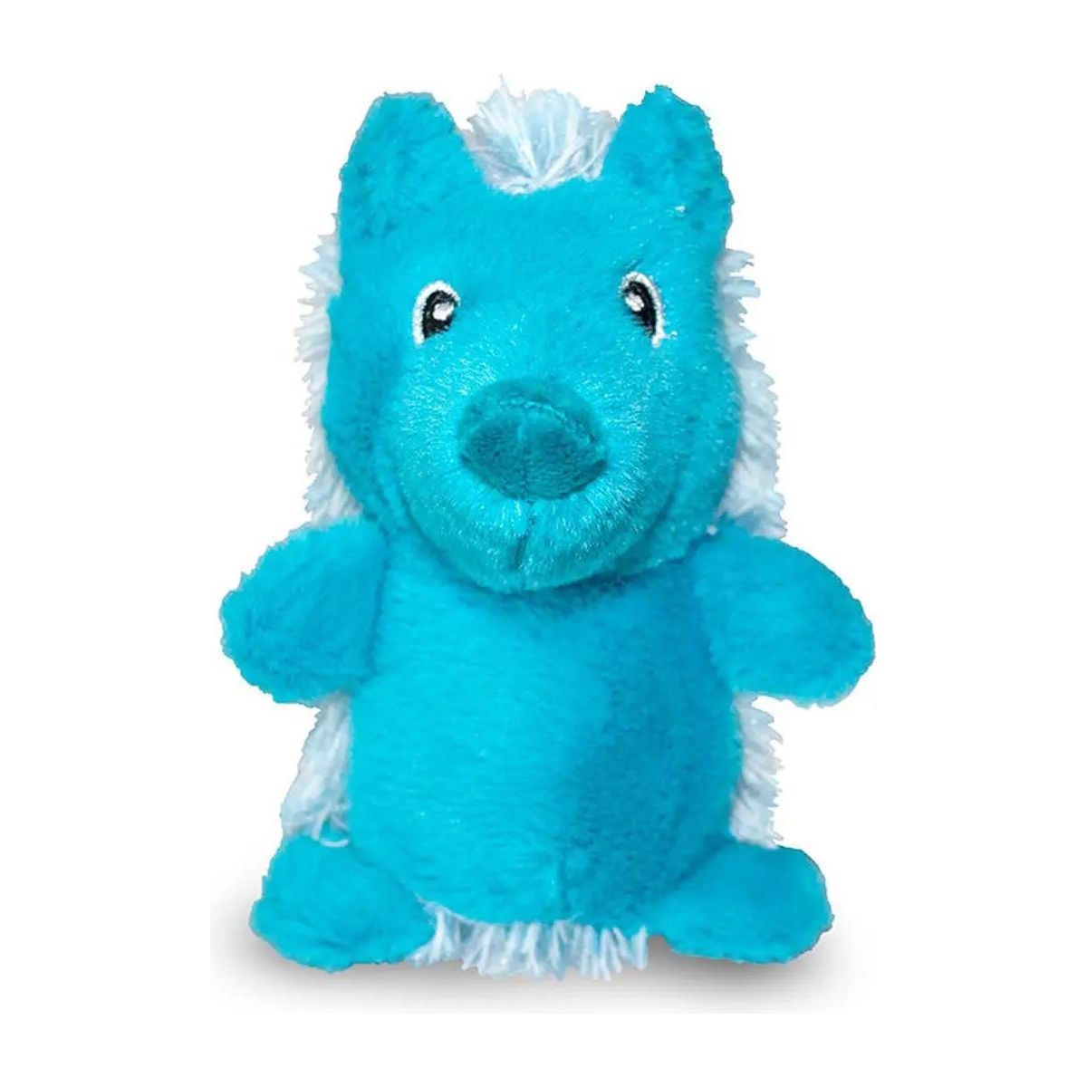 The ThoozyPet Hedgehog Plush Dog Toy 13 is a bright blue, white-accented plush with round eyes, a large nose, and a fluffy mane—an adorable cuddly companion or playful squeaker toy for your pet from ThoozyPet.