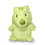 The ThoozyPet Hedgehog Plush Dog Toy 13 features a light green color, round black eyes, a large round nose, and small arms, shown on a white background.