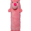 The ThoozyPet Hedgehog Plush Dog Toy 13 features a pink rectangular body, round head, big pink nose, small black eyes, and short arms standing upright against a white background.
