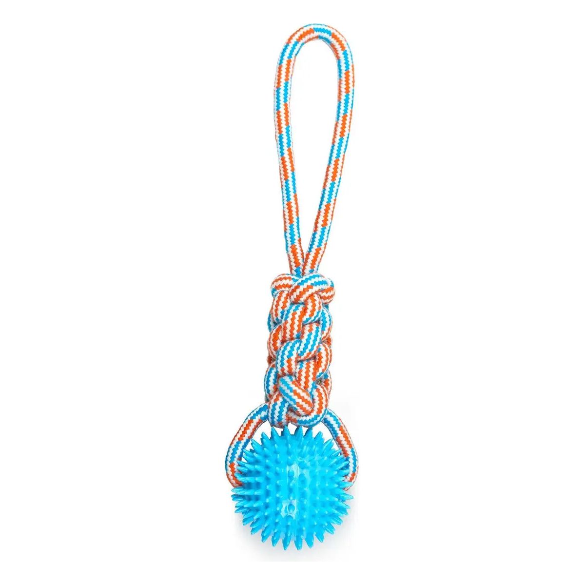 ThoozyPet Knotted Tug Rope Dog Toy with TPR Spike Ball 16" ThoozyPet