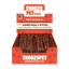 A display box labeled ThoozyPet holds several USA-sourced Jumbo Beef Bully Stick Dog Chews, featuring 100% all natural ingredients, long-lasting chew, and dental health benefits for pets.