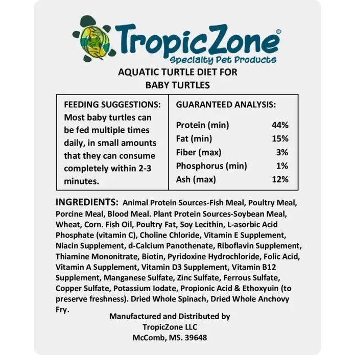 TropicZone Aquatic Turtle Diet Stage-2 Baby Formula TropicZone