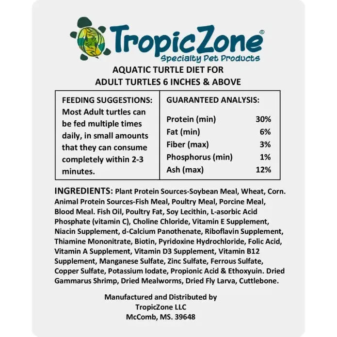 TropicZone Aquatic Turtle Diet Stage-5 Adult Formula TropicZone
