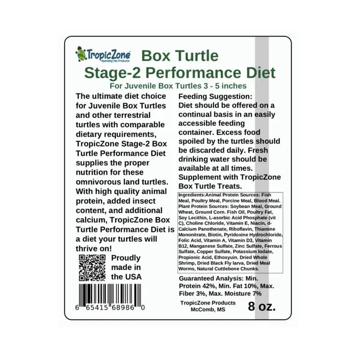 TropicZone Box Turtle Diet Stage-2 Juvenile Formula TropicZone