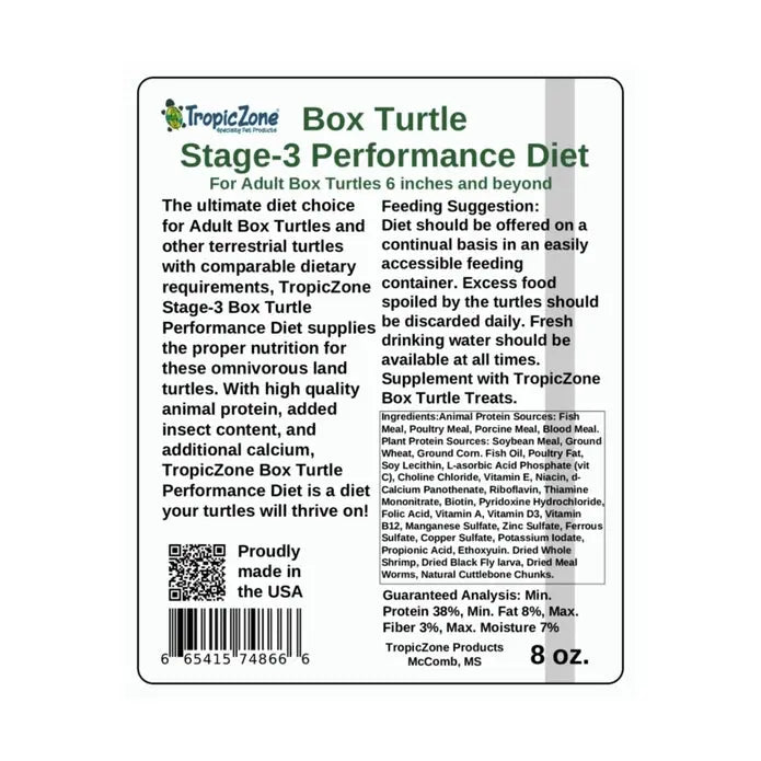 TropicZone Box Turtle Diet Stage-3 Adult Formula TropicZone