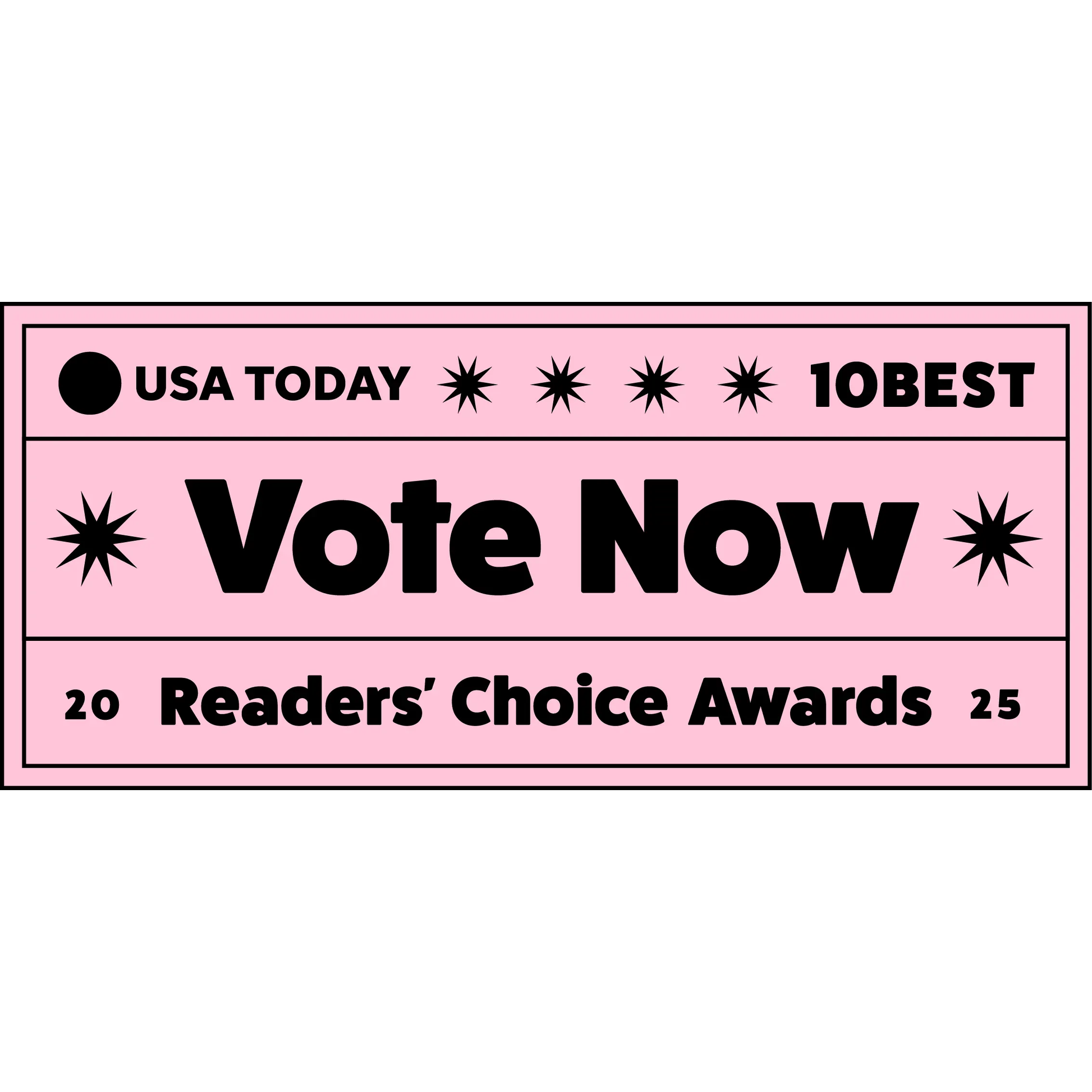 A pink banner with bold black text says: VOTE NOW for Talis-us as the Best Pet Store by USA TODAY 2025, featuring Talis Us with star icons.