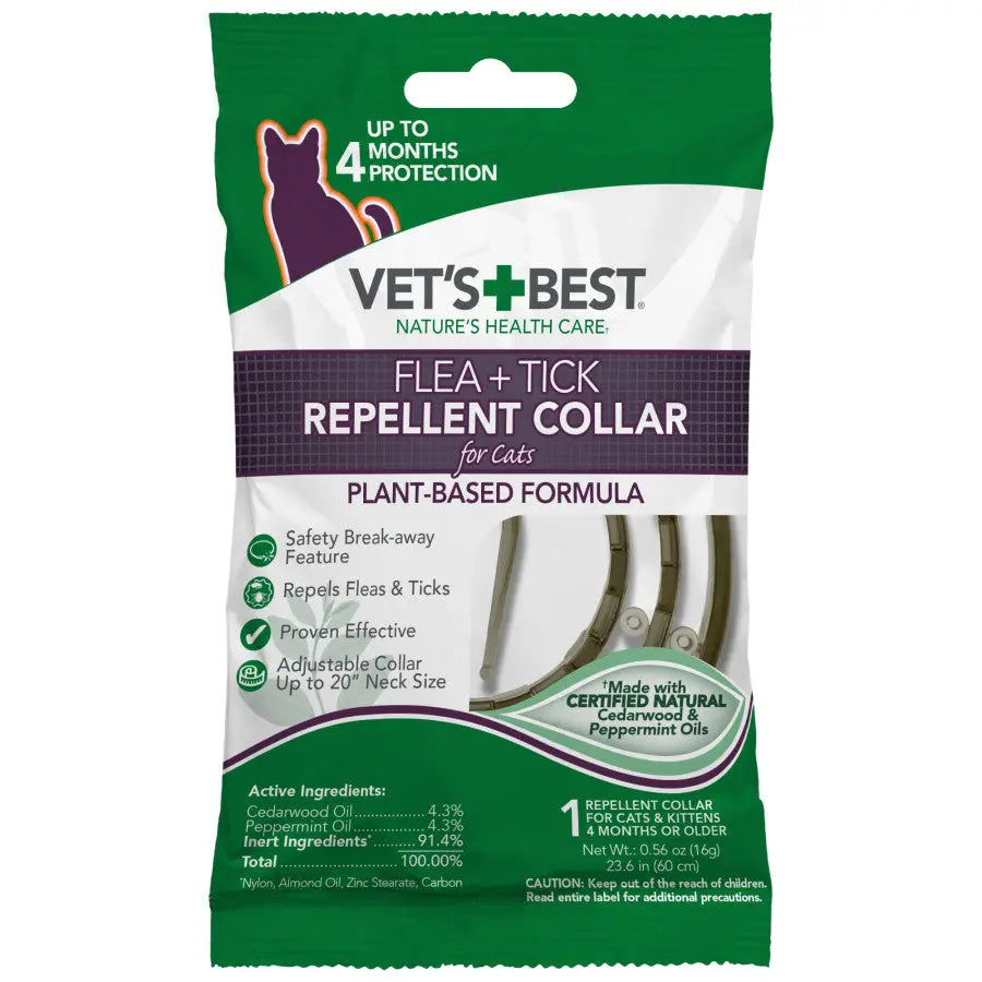 Vet's Best Flea + Tick Repellent Collar for Cats Plant Based Formula