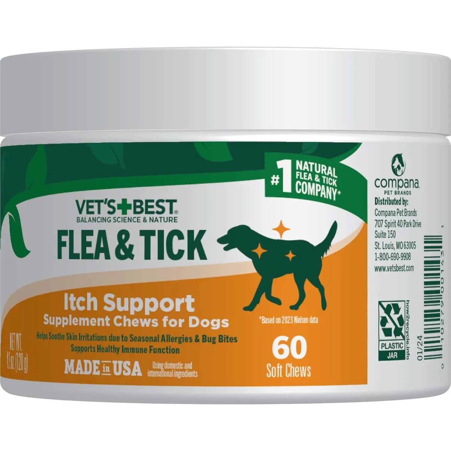 Vet's Best Flea & Tick Itch Support Supplement Soft Chews for Dogs Vet's Best