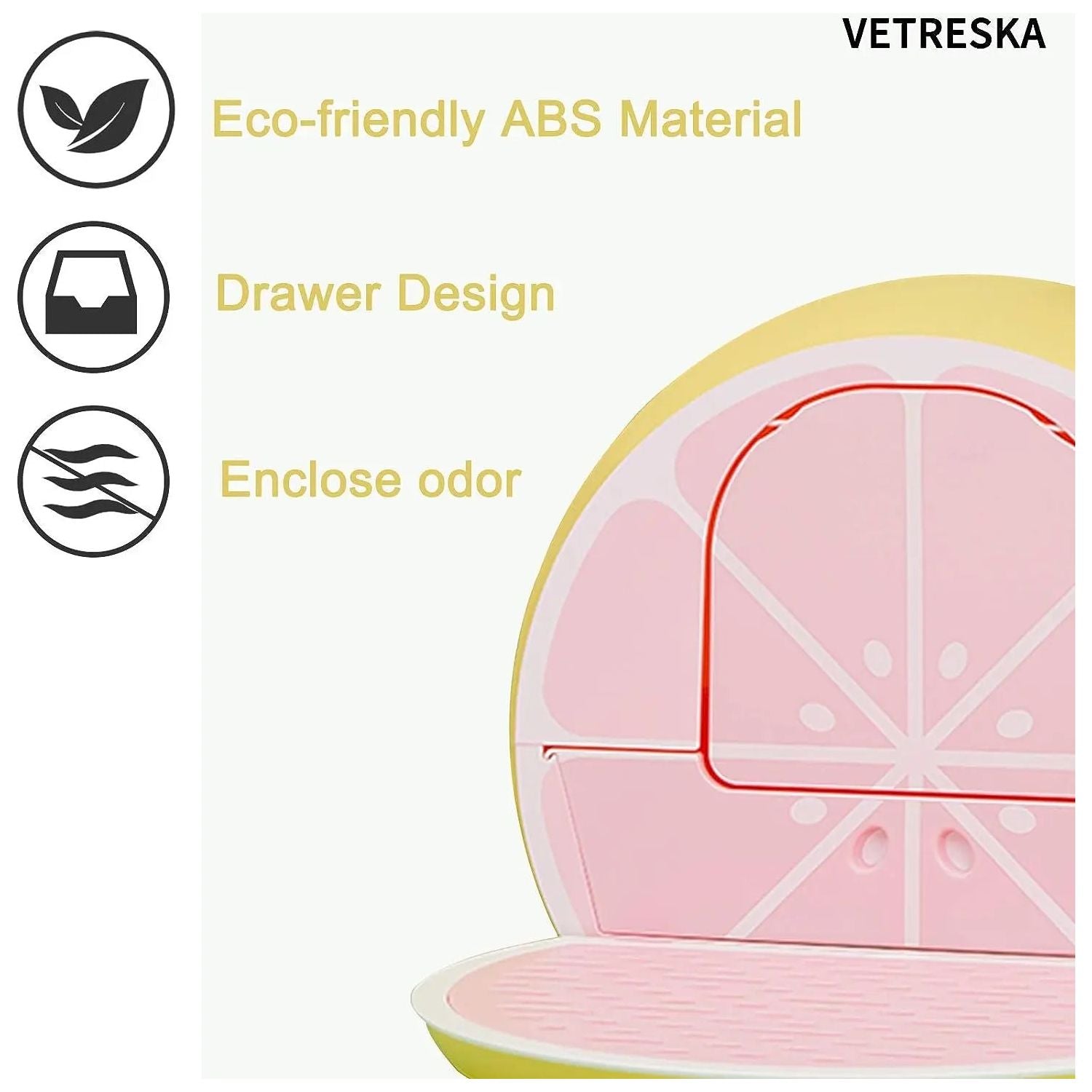 Vetreska Grapefruit  Odor Control Kitty Litter Box with Lid and Scoop VETRESKA
