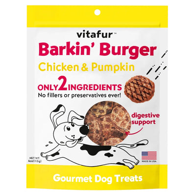 Vitafur Barkin Burger Chicken & Pumpkin Dog Treat 4 oz Vitafur